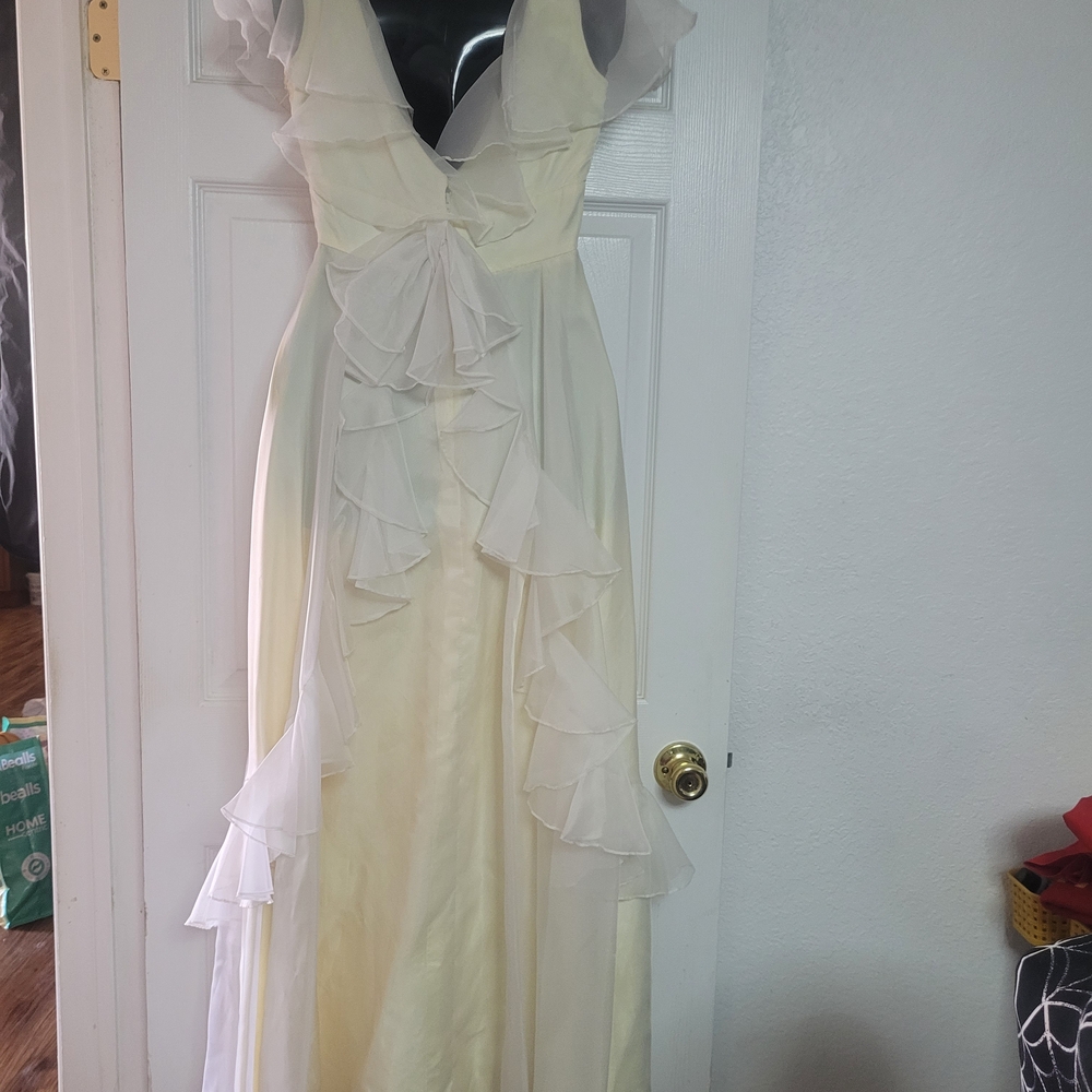 Vinrage Chic Cream Maxi Dress with Sheer Sleeves - Picture 3 of 10